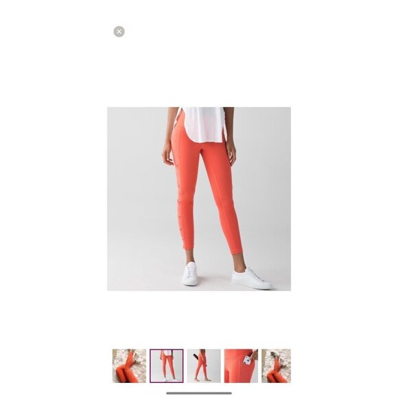 Lululemon Size 6 Mesh Rise and Flow Leggings Criss Cross Orange Coral NO SIZE - Picture 2 of 15